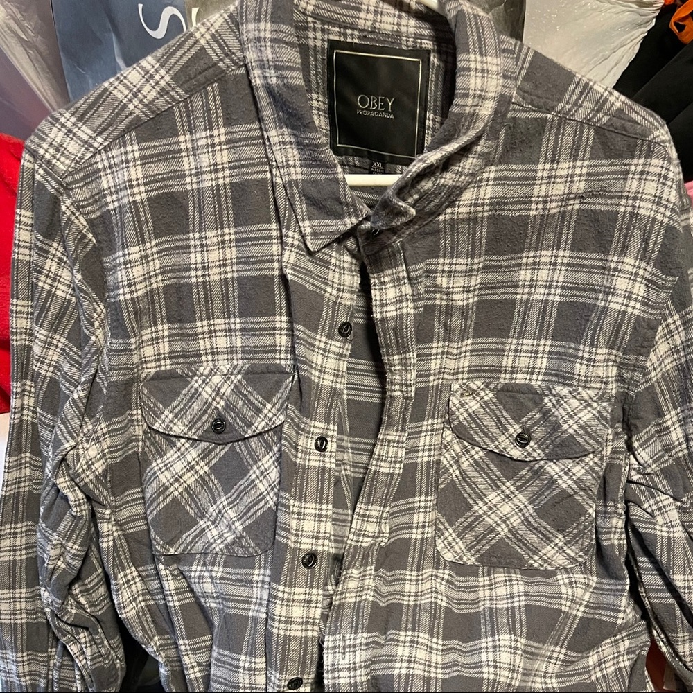 Obey flannel button down shirt